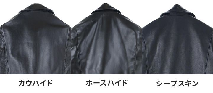 ルイスレザーズの本物の革の質感。なめらかで弾力のある表面のアップ。